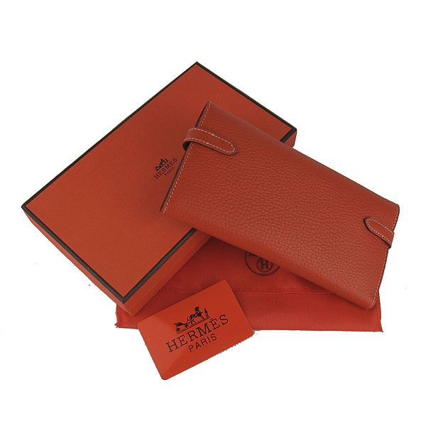 High Quality Hermes Kelly Long Clutch Bag Orange H009 Replica - Click Image to Close